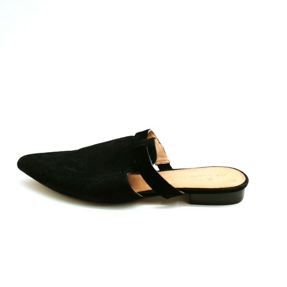 Caslon Womans Flat Slides Black Suede Cushioned